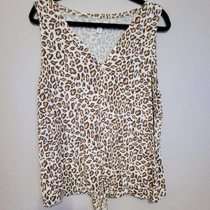 Nine West Leopard Print Knot-Front Sleeveless Top XXL